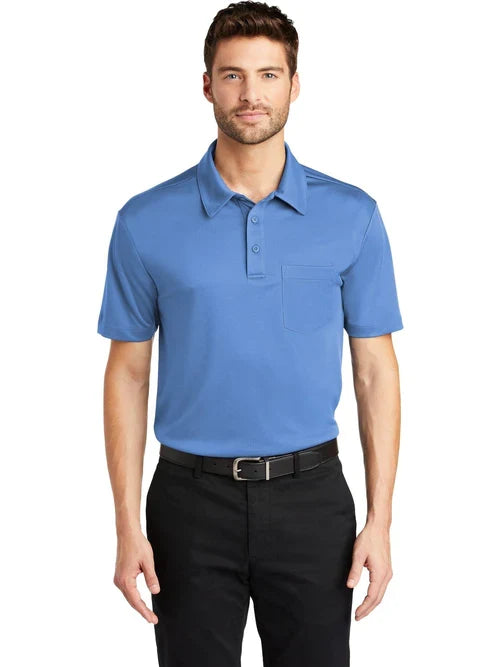 Port Authority Silk Touch Performance Pocket Polo with custom logo embroidery