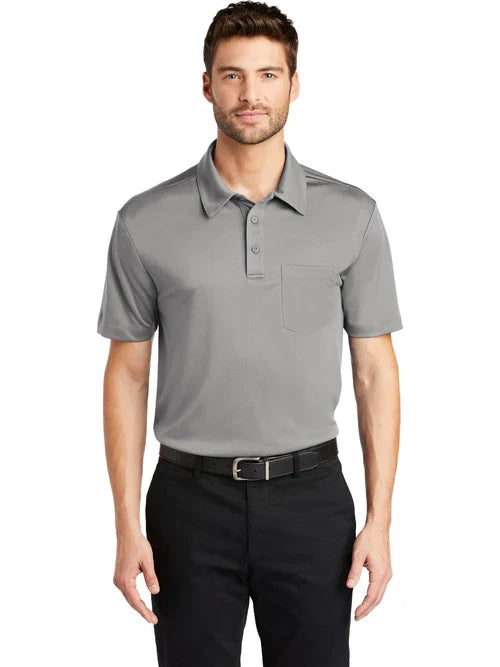 Port Authority Silk Touch Performance Pocket Polo with custom logo embroidery