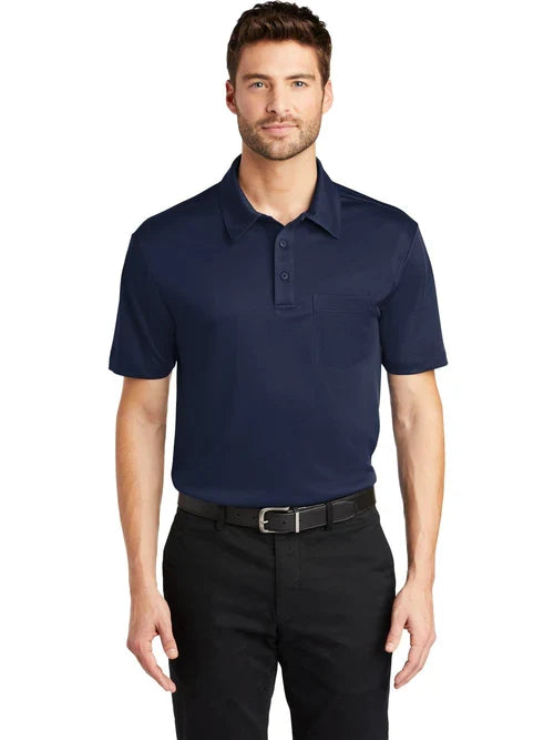 Port Authority Silk Touch Performance Pocket Polo with custom logo embroidery