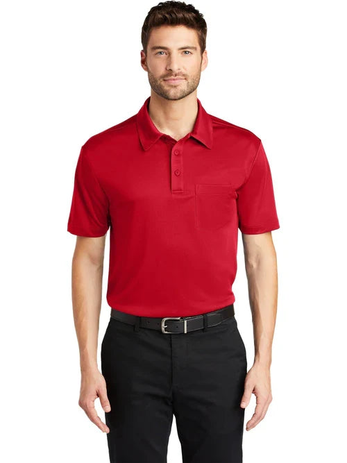 Port Authority Silk Touch Performance Pocket Polo with custom logo embroidery