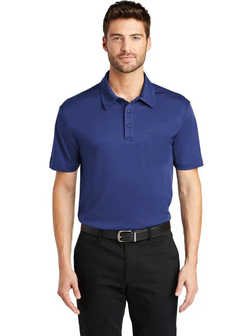 Port Authority Silk Touch Performance Pocket Polo with custom logo embroidery