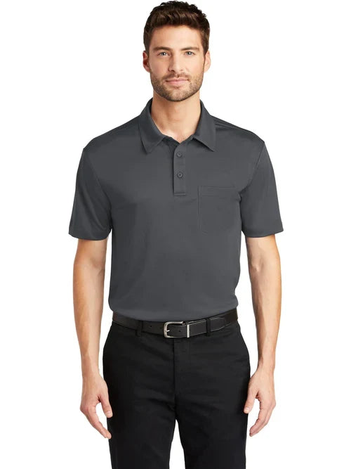 Port Authority Silk Touch Performance Pocket Polo with custom logo embroidery