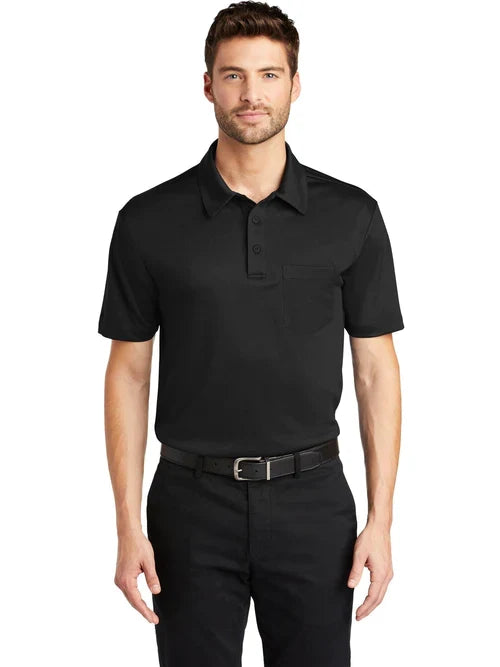 Port Authority Silk Touch Performance Pocket Polo with custom logo embroidery