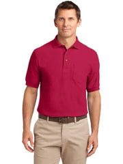 Port Authority Tall Silk Touch Polo with Pocket with custom logo embroidery