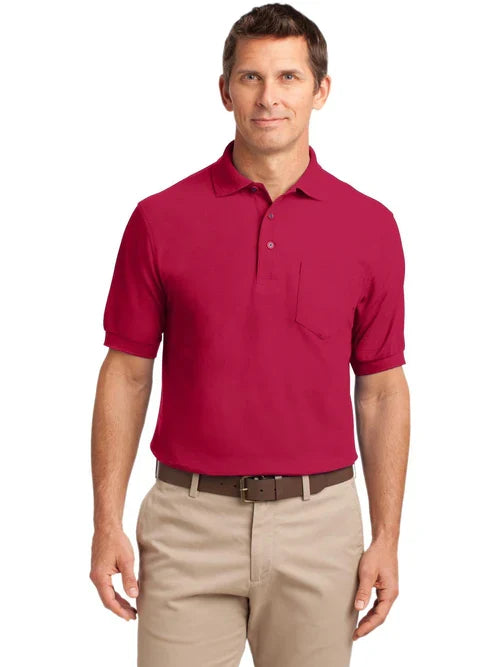 Port Authority Silk Touch Polo with Pocket with custom logo embroidery