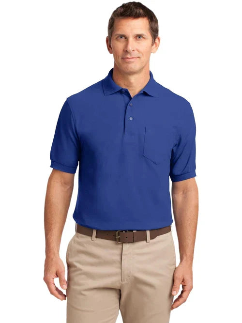 Port Authority Tall Silk Touch Polo with Pocket with custom logo embroidery