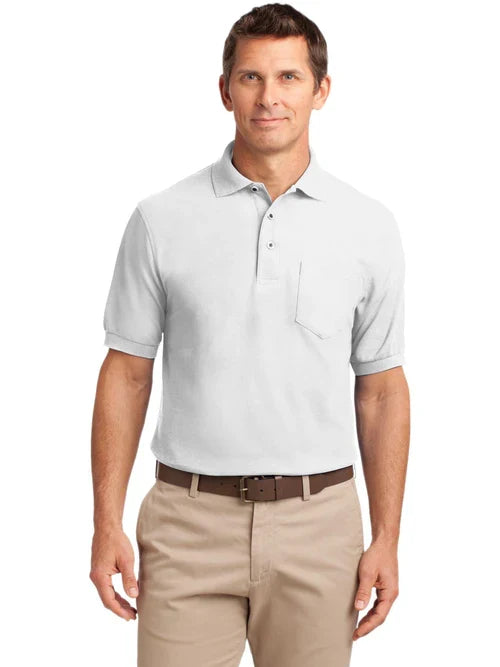 Port Authority Silk Touch Polo with Pocket with custom logo embroidery