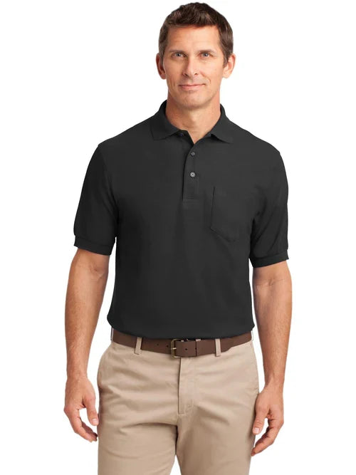 Port Authority Silk Touch Polo with Pocket with custom logo embroidery