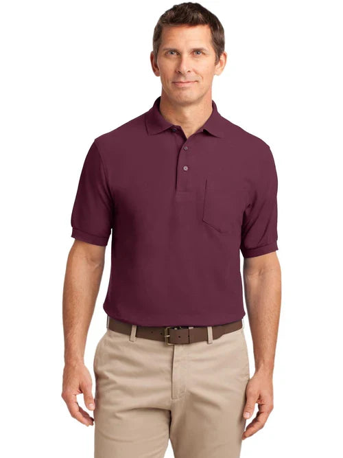 Port Authority Silk Touch Polo with Pocket with custom logo embroidery