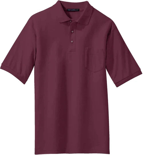 Port Authority Tall Silk Touch Polo with Pocket with custom logo embroidery
