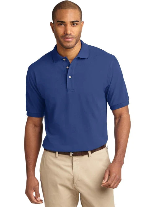 Port Authority Tall Heavyweight Cotton Pique Polo with custom logo embroidery