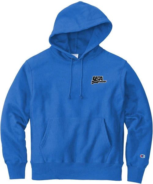 Champion Reverse Weave Hooded Sweatshirt with custom logo embroidery