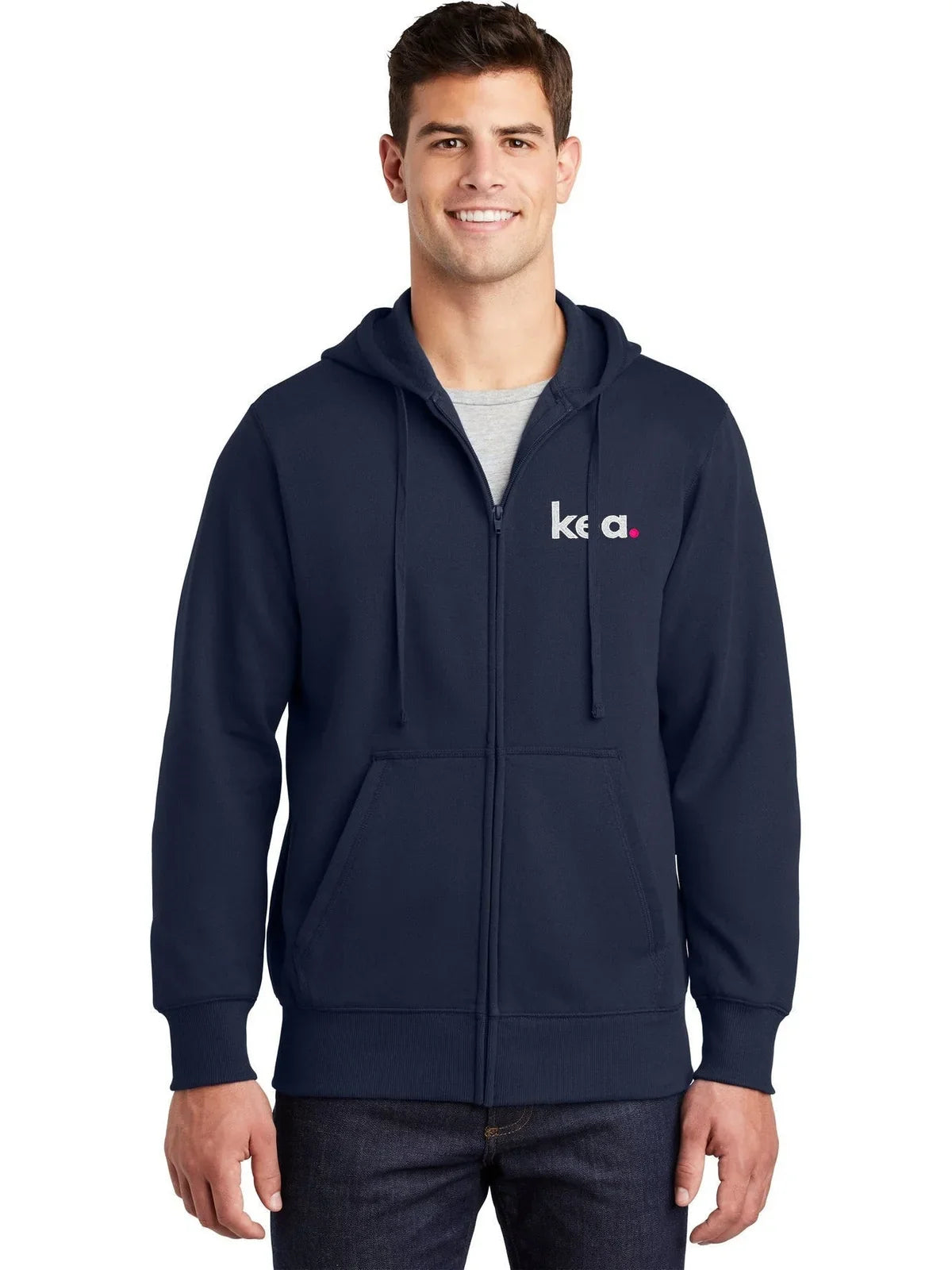 Sport-Tek Full-Zip Hooded Sweatshirt with custom logo embroidery