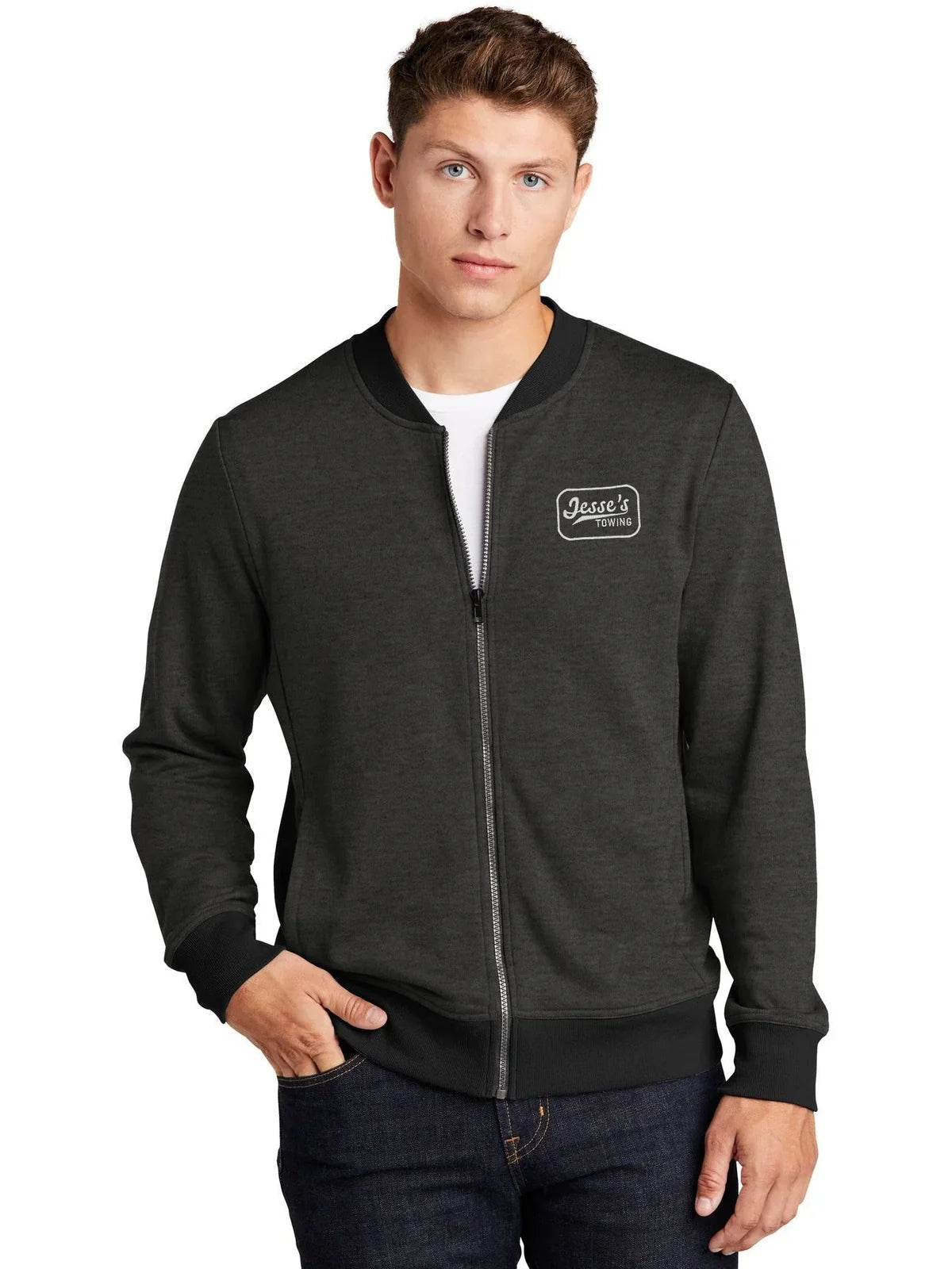 Sport-Tek Lightweight French Terry Bomber with custom logo embroidery
