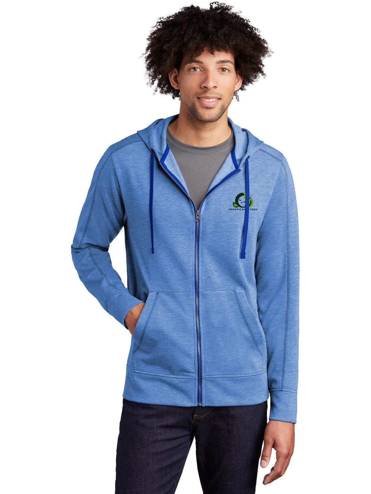 Sport-Tek PosiCharge  Tri-Blend Wicking Fleece Full-Zip Hooded Jacket with custom logo embroidery
