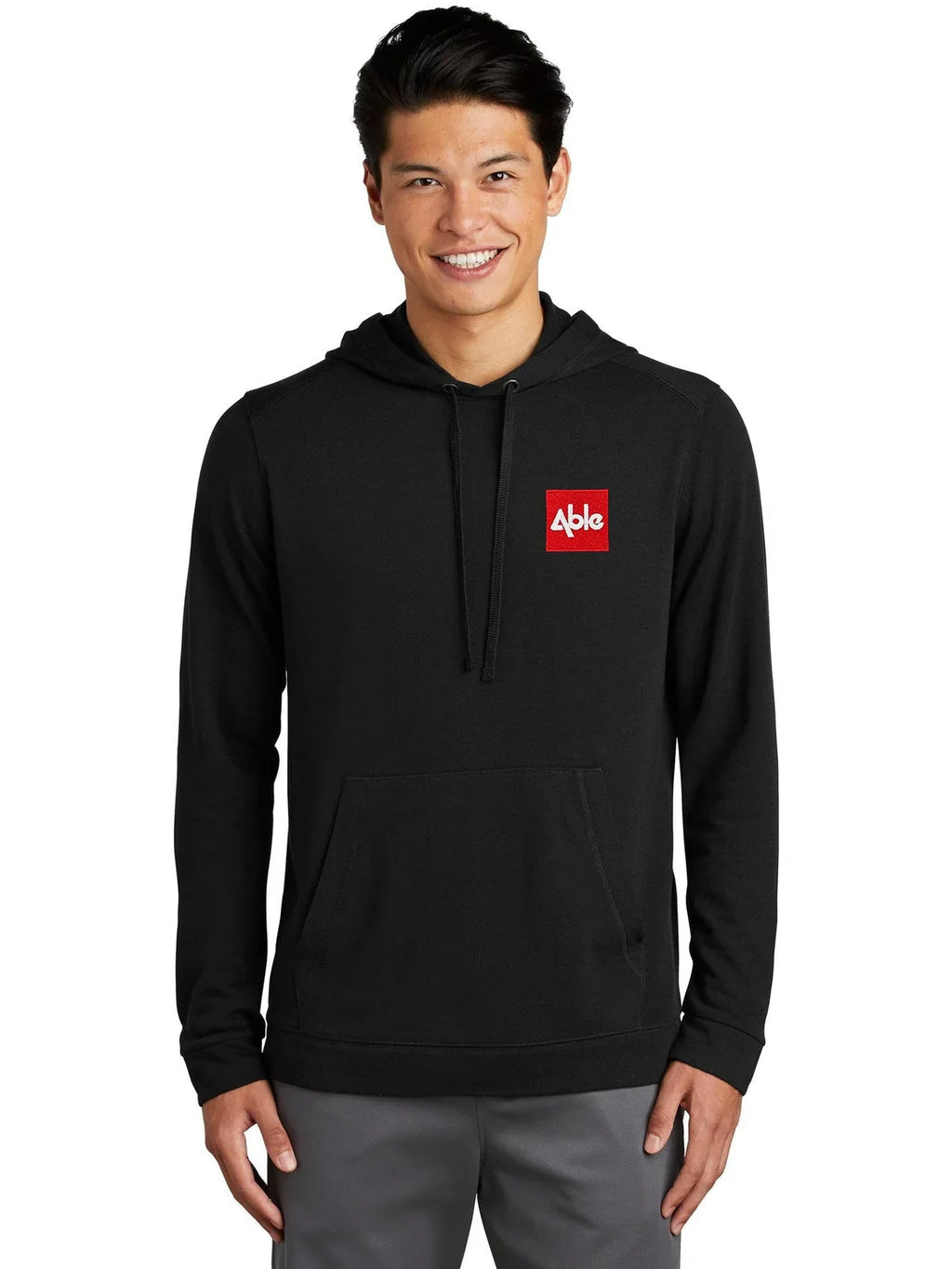 Sport-Tek PosiCharge Tri-Blend Wicking Fleece Hooded Pullover with custom logo embroidery