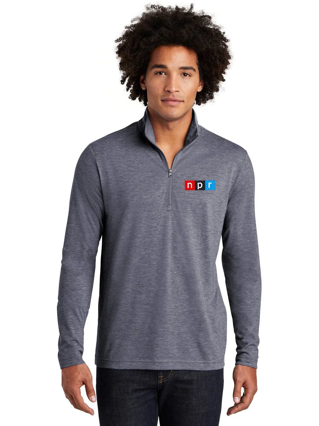 Sport-Tek PosiCharge Tri-Blend Wicking 1/4-Zip Pullover with custom logo embroidery