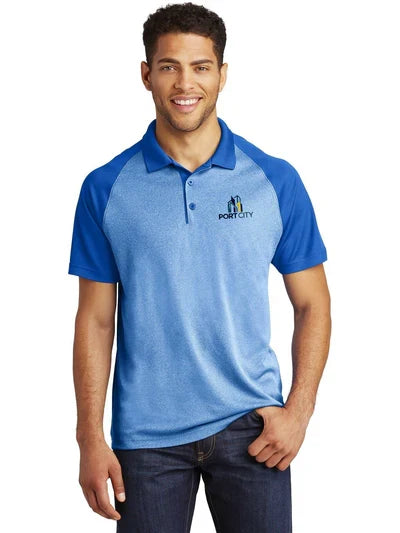 Sport-Tek PosiCharge Heather Block Polo with custom logo embroidery