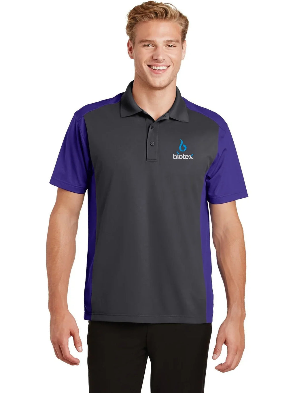 Sport-Tek Colorblock Micropique Sport-Wick Polo with custom logo embroidery