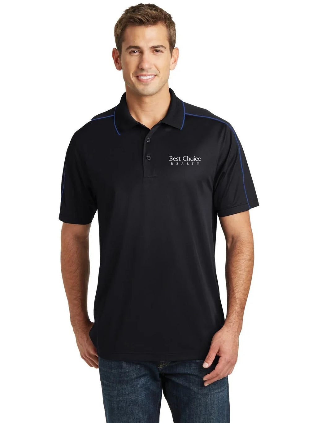 Sport-Tek Micropique Sport-Wick Piped Polo with custom logo embroidery