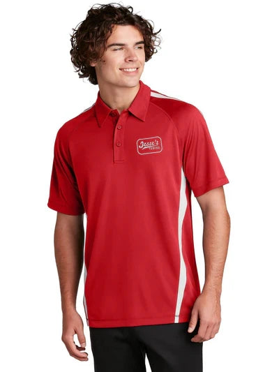 Sport-Tek PosiCharge Micro-Mesh Colorblock Polo with custom logo embroidery