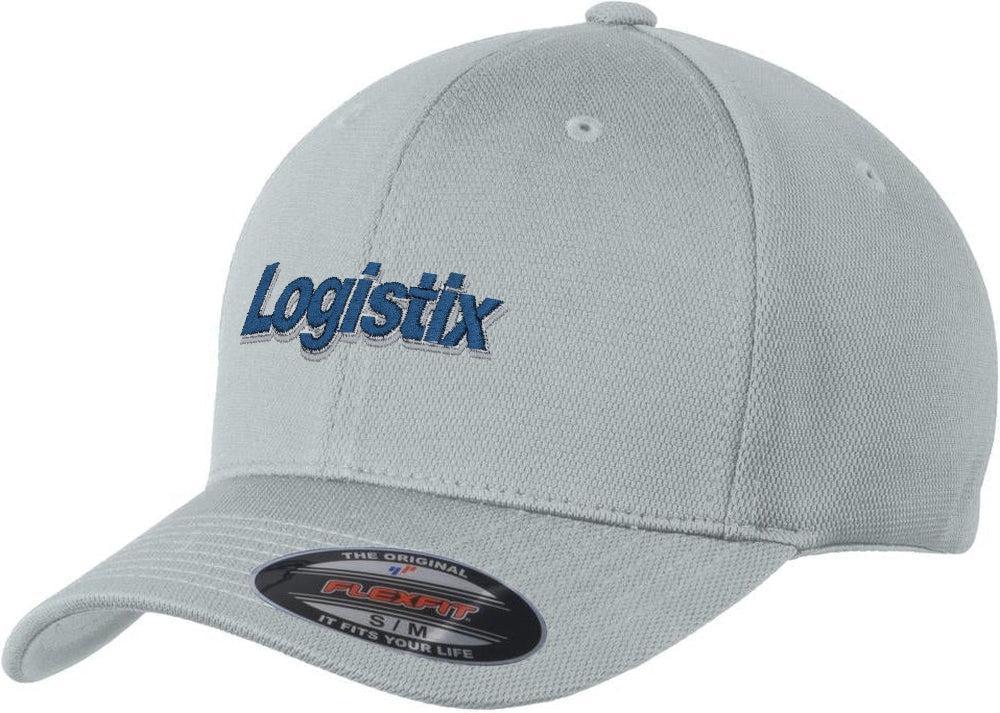 Sport-Tek Flexfit Cool & Dry Poly Block Mesh Cap with custom logo embroidery