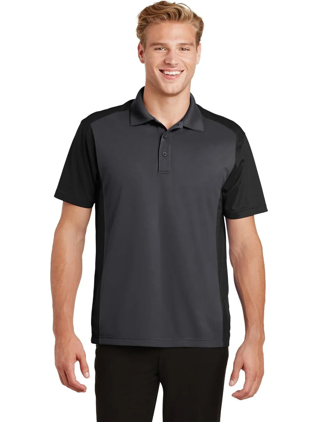 Sport-Tek Colorblock Micropique Sport-Wick Polo with custom logo embroidery