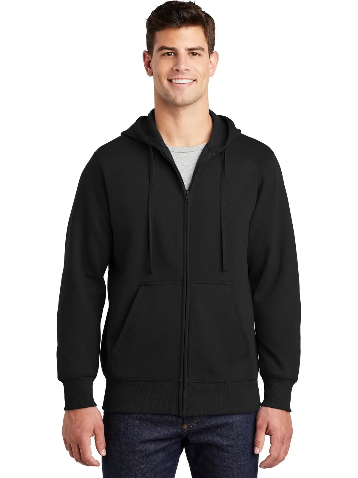 Sport-Tek Full-Zip Hooded Sweatshirt with custom logo embroidery