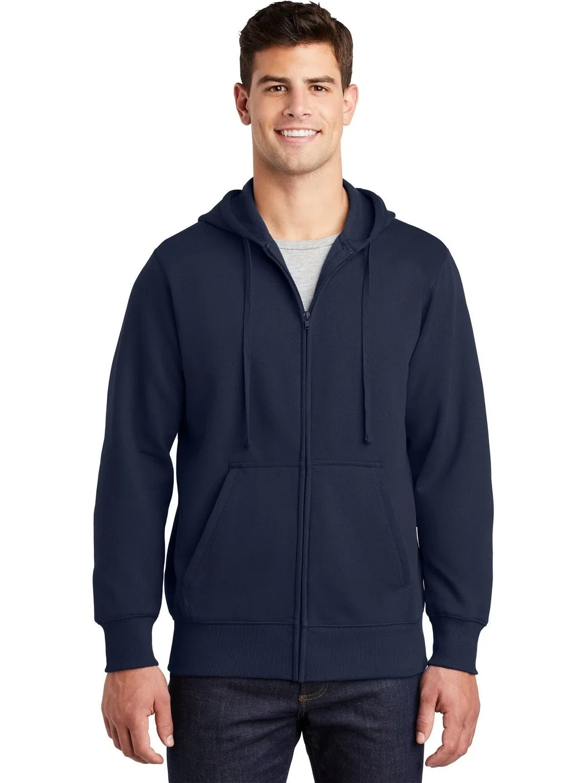 Sport-Tek Full-Zip Hooded Sweatshirt with custom logo embroidery