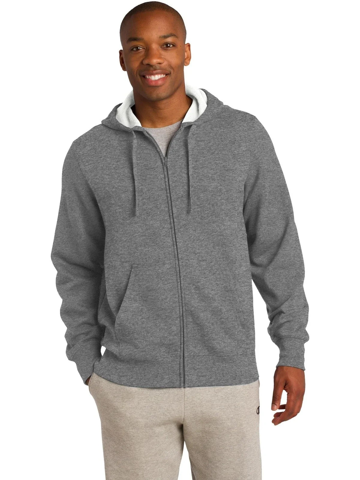 Sport-Tek Full-Zip Hooded Sweatshirt with custom logo embroidery