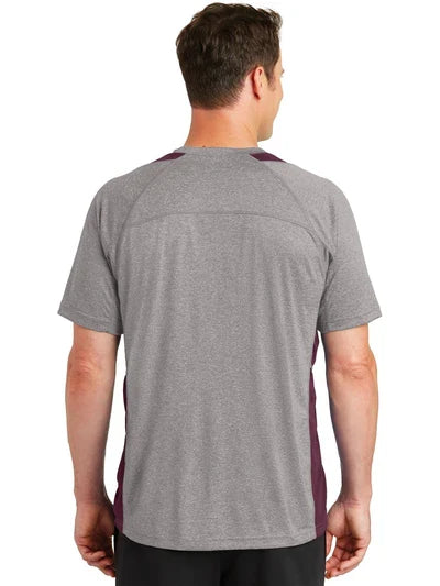 Sport-Tek Heather Colorblock Tee with custom logo embroidery