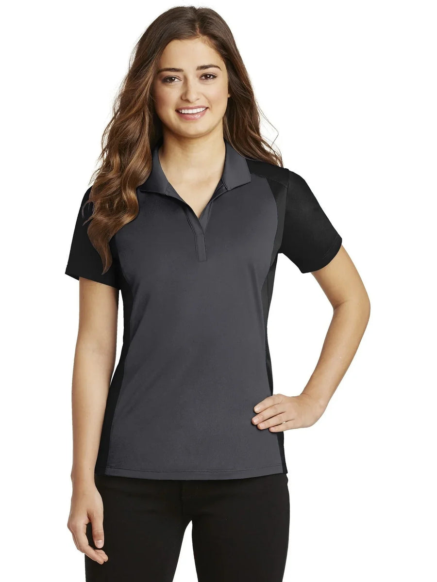 Sport-Tek Women's Colorblock Micropique Sport-Wick Polo with custom logo embroidery