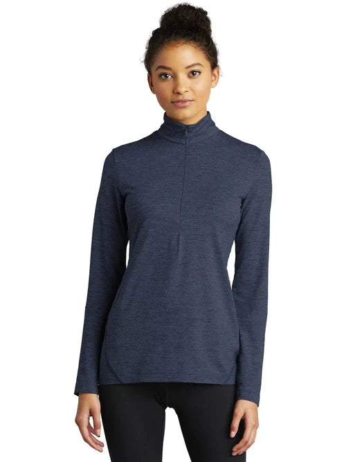 Sport-Tek Ladies Exchange 1.5 Long Sleeve 1/2-Zip with custom logo embroidery