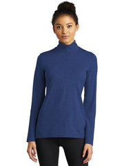 Sport-Tek Ladies Exchange 1.5 Long Sleeve 1/2-Zip with custom logo embroidery