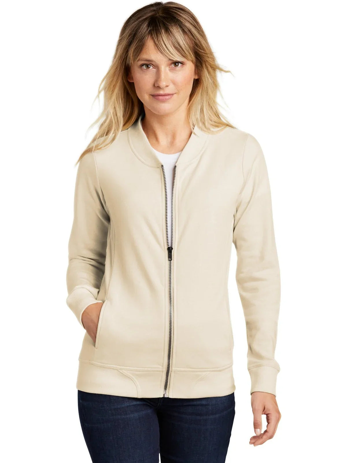 Sport-Tek Women's Lightweight French Terry Bomber with custom logo embroidery