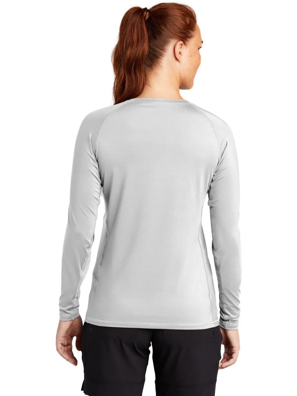 Sport-Tek Women's Long Sleeve Rashguard Tee with custom logo embroidery