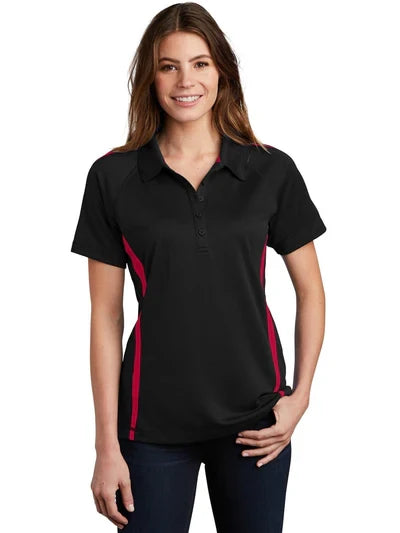 Sport-Tek Women's PosiCharge Micro-Mesh Colorblock Polo with custom logo embroidery