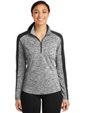 Sport-Tek Ladies PosiCharge Heather Colorblock 1/4-Zip with custom logo embroidery