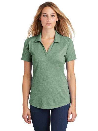 Sport-Tek Ladies PosiCharge Tri-Blend Wicking Polo with custom logo embroidery