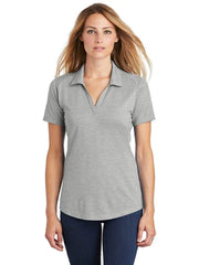 Sport-Tek Ladies PosiCharge Tri-Blend Wicking Polo with custom logo embroidery