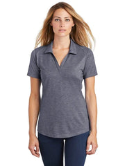 Sport-Tek Ladies PosiCharge Tri-Blend Wicking Polo with custom logo embroidery