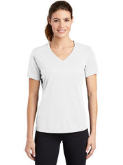 Sport-Tek Women's PosiCharge RacerMesh V-Neck Tee with custom logo embroidery