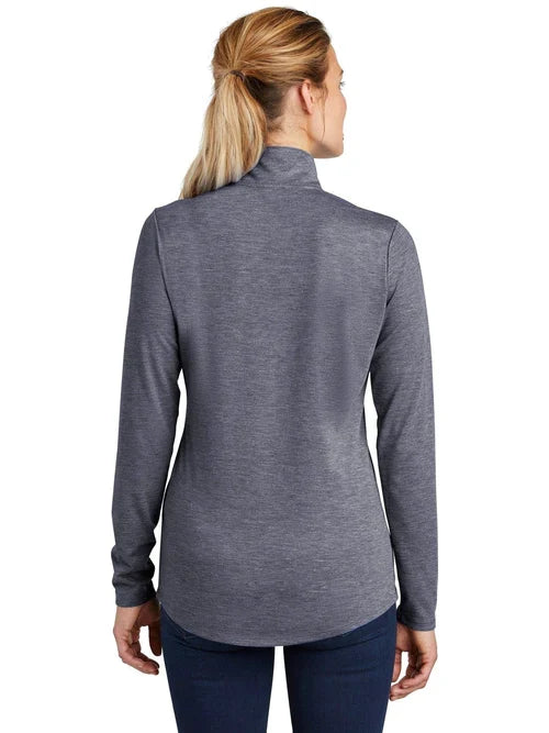 Sport-Tek Ladies PosiCharge Tri-Blend Wicking 1/4-Zip Pullover with custom logo embroidery