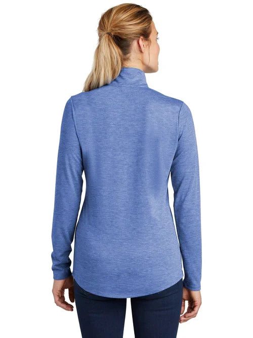 Sport-Tek Ladies PosiCharge Tri-Blend Wicking 1/4-Zip Pullover with custom logo embroidery