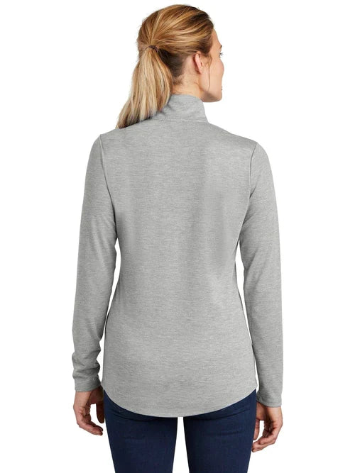 Sport-Tek Ladies PosiCharge Tri-Blend Wicking 1/4-Zip Pullover with custom logo embroidery