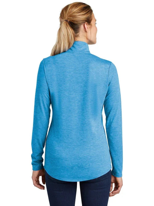 Sport-Tek Ladies PosiCharge Tri-Blend Wicking 1/4-Zip Pullover with custom logo embroidery