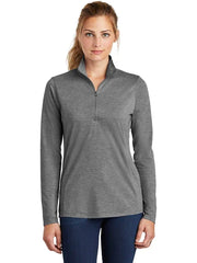 Sport-Tek Ladies PosiCharge Tri-Blend Wicking 1/4-Zip Pullover with custom logo embroidery