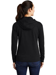 Sport-Tek Ladies PosiCharge Tri-Blend Wicking Fleece Full-Zip Hooded Jacket with custom logo embroidery