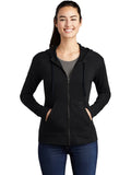 Sport-Tek Ladies PosiCharge Tri-Blend Wicking Fleece Full-Zip Hooded Jacket with custom logo embroidery
