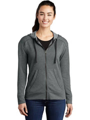 Sport-Tek Ladies PosiCharge Tri-Blend Wicking Fleece Full-Zip Hooded Jacket with custom logo embroidery